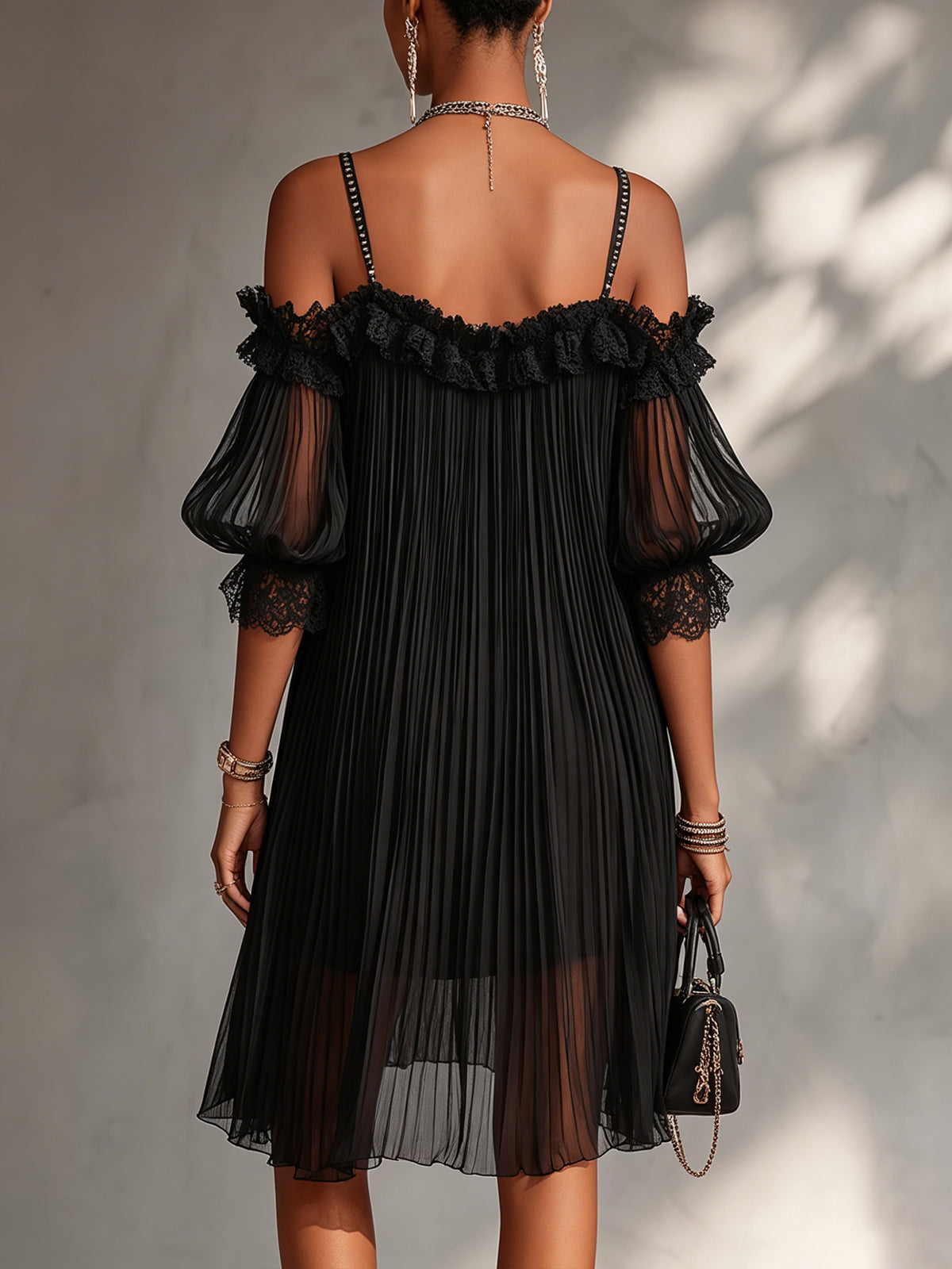 Leonora | Feminine Lace Sleeve Mini Dress