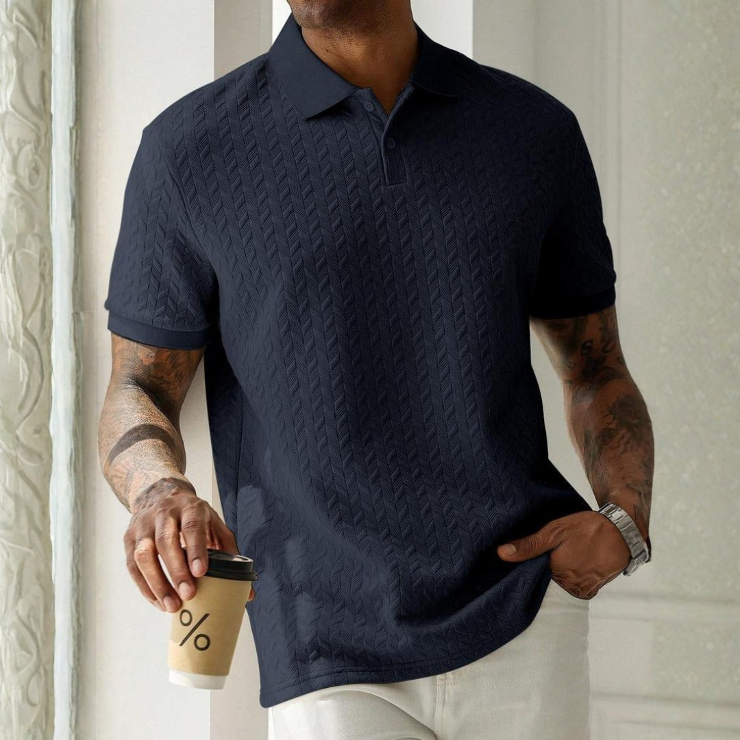 Renwick | Textured Knit Short Sleeve Polo