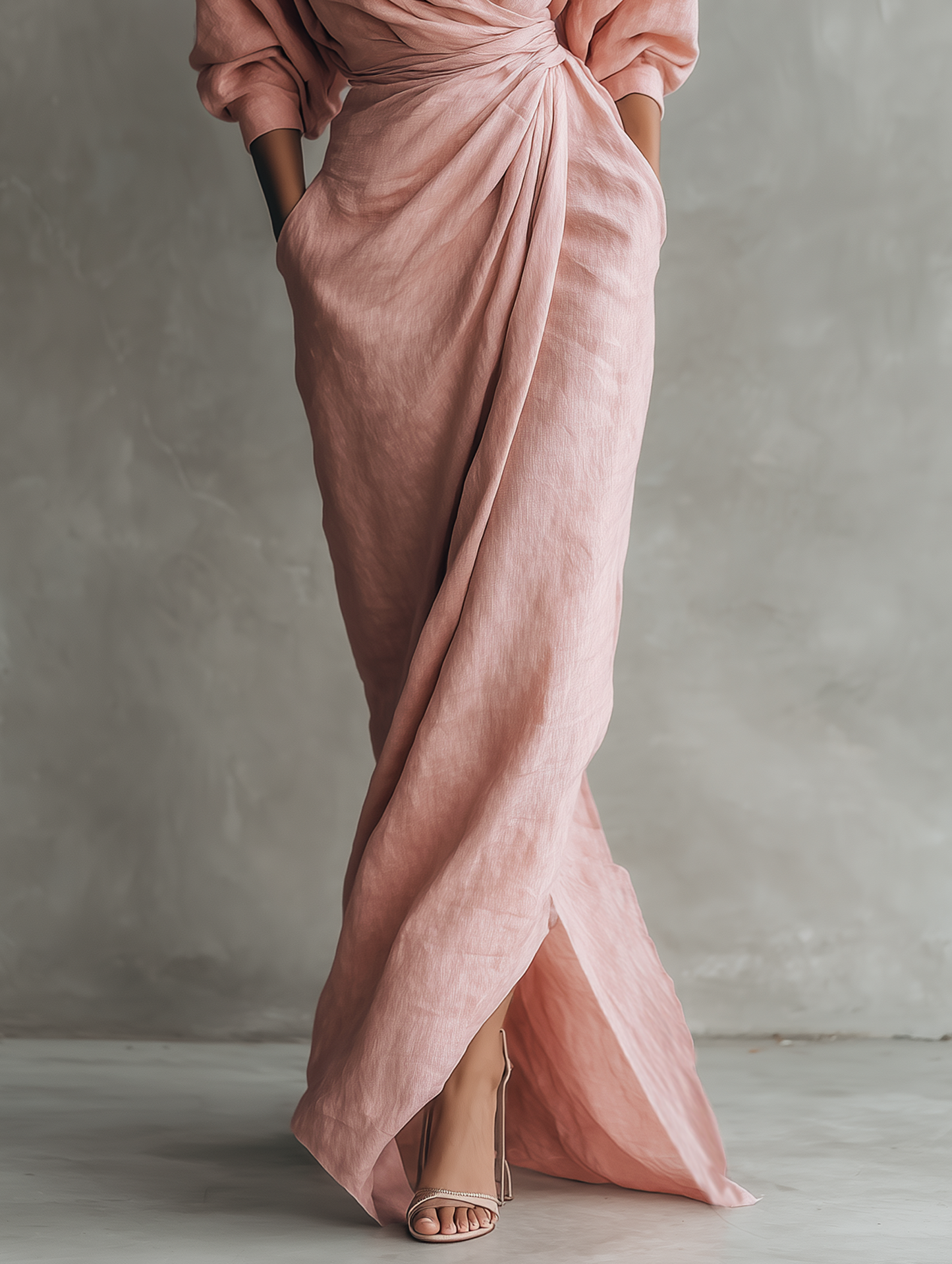 Calysenne | Draped Waist Elegant Maxi Dress