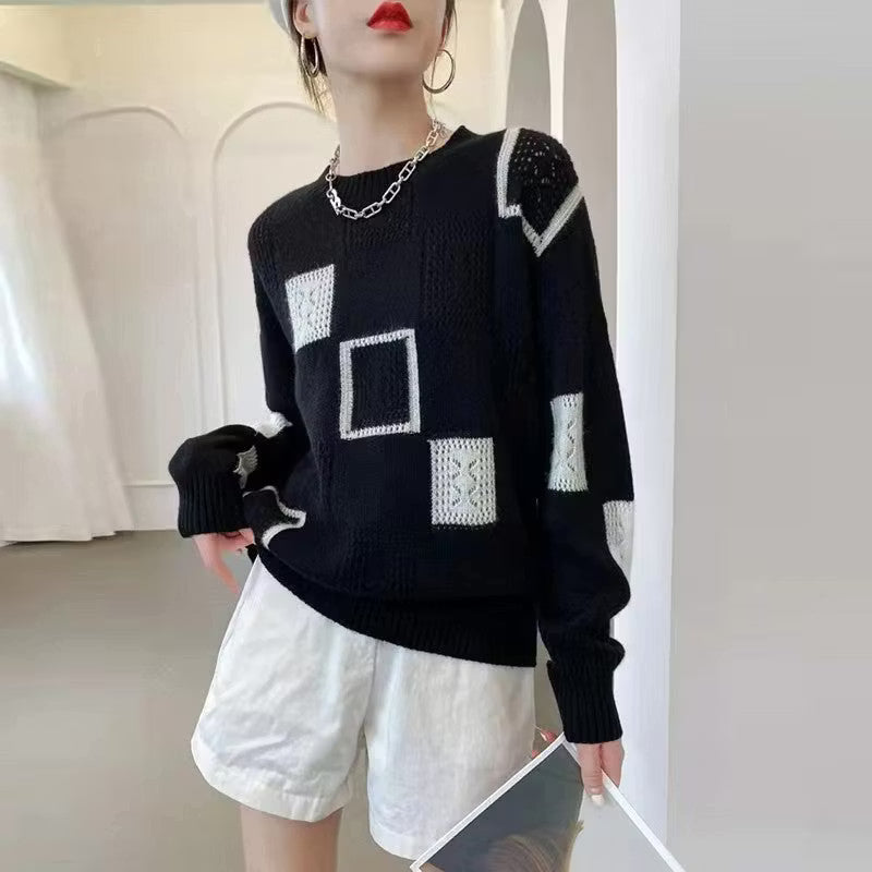 Kerensa | Geometric Patchwork Knit Sweater