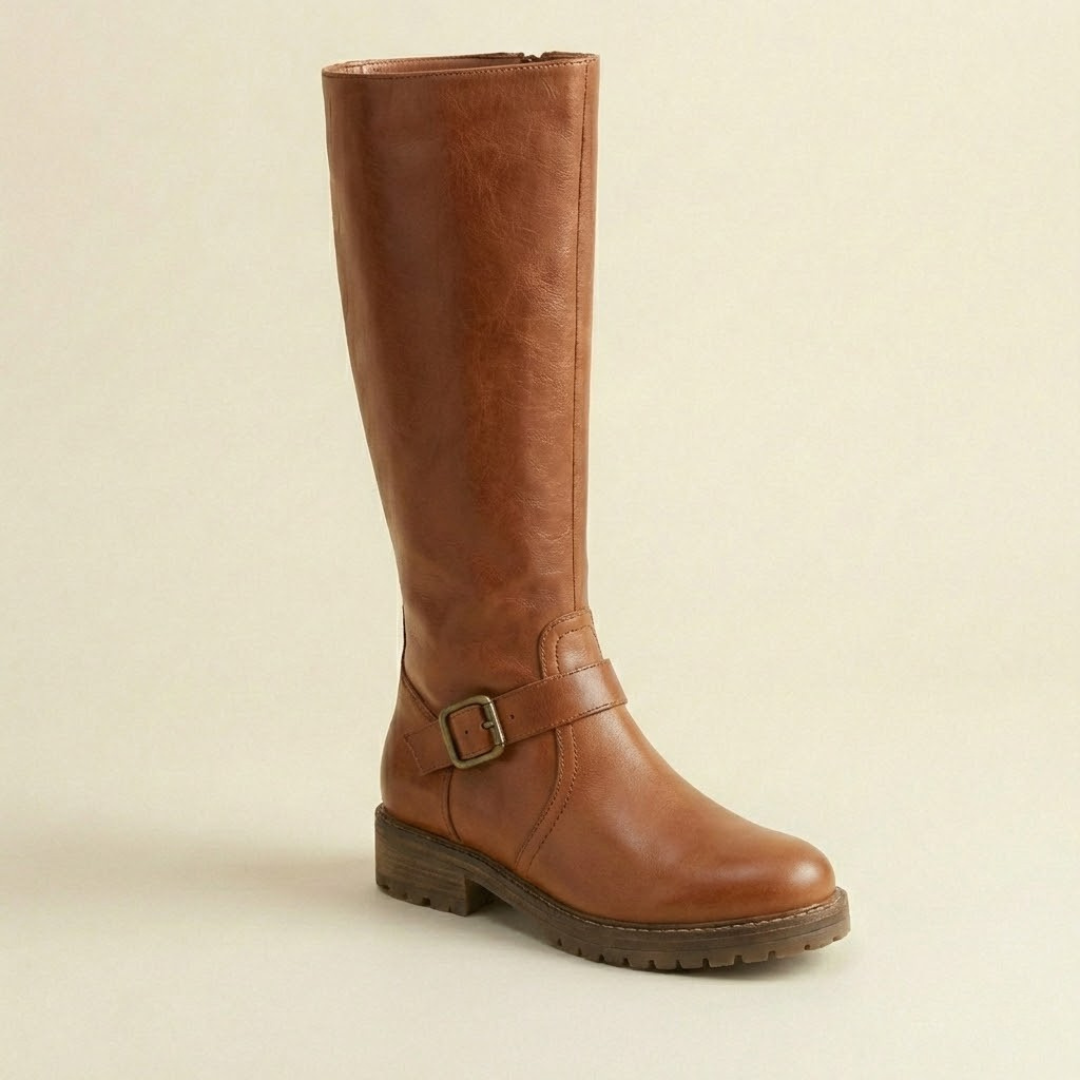 Carmine | Low Heel Buckle Strap Riding Boots