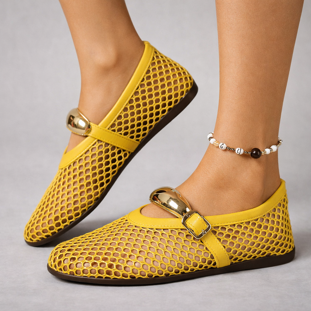 Nicolina | Metallic Accent Mary Jane Flats