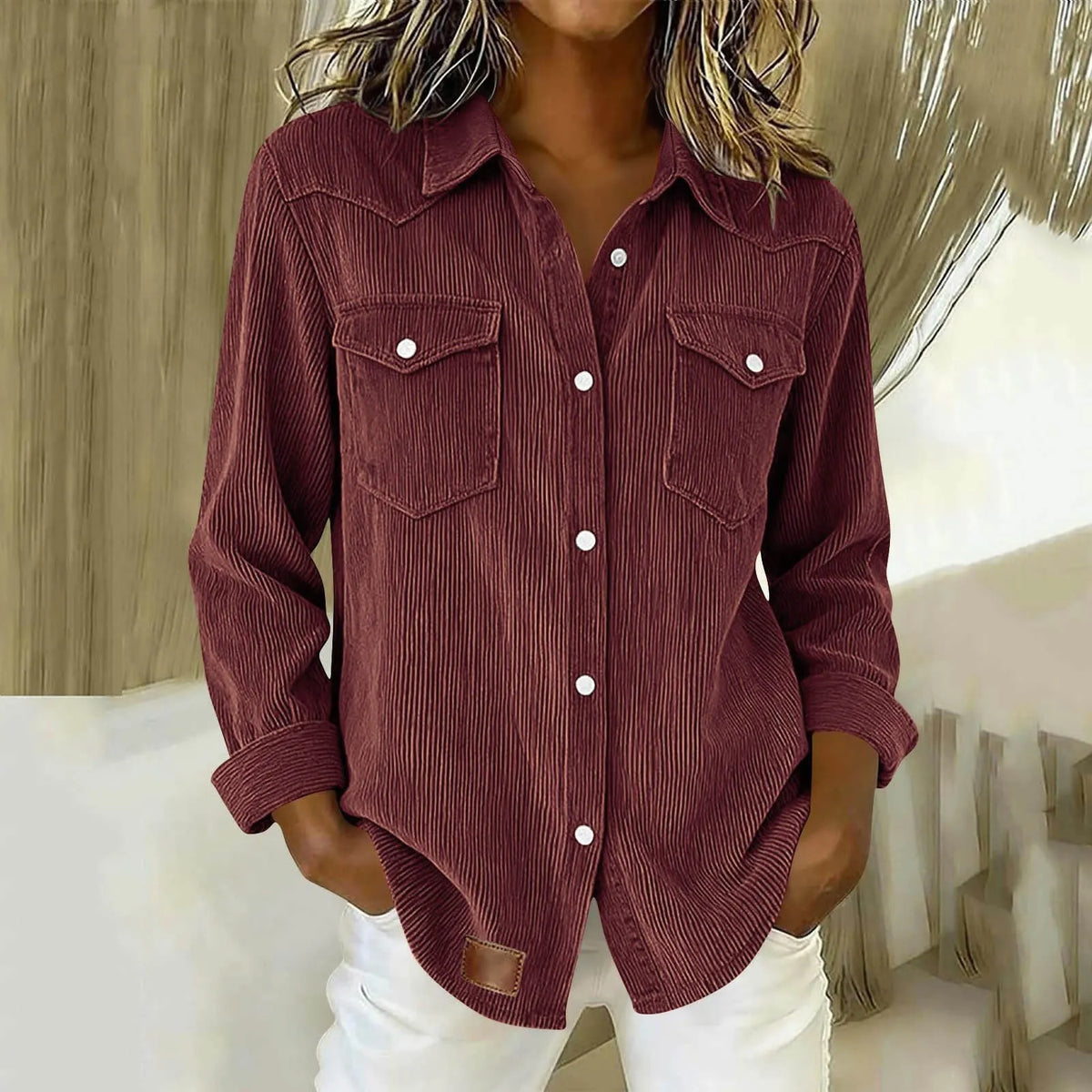 Renavia | Casual Corduroy Button Up Shirt