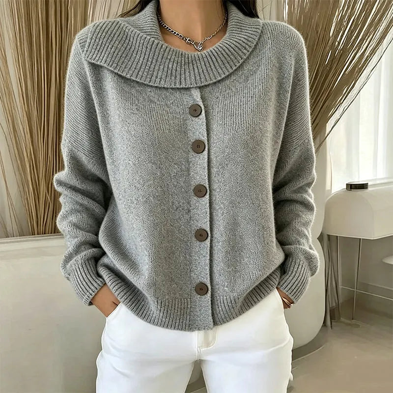 Ursella | Wide Collar Button Knit Cardigan