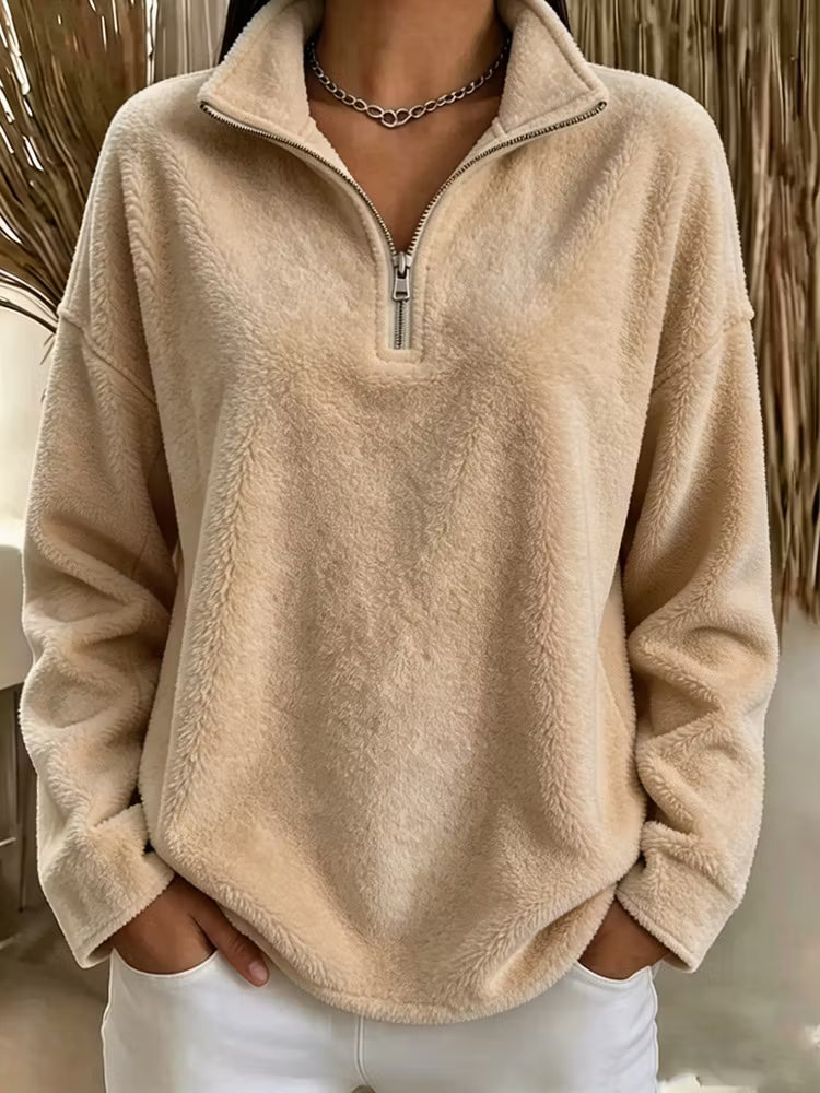 Fiorael | Soft Fleece Half Zip Sweater