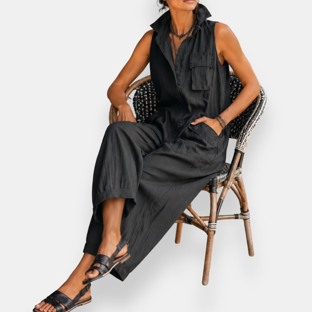 Quintara | Sleeveless Utility Pocket Jumpsuit