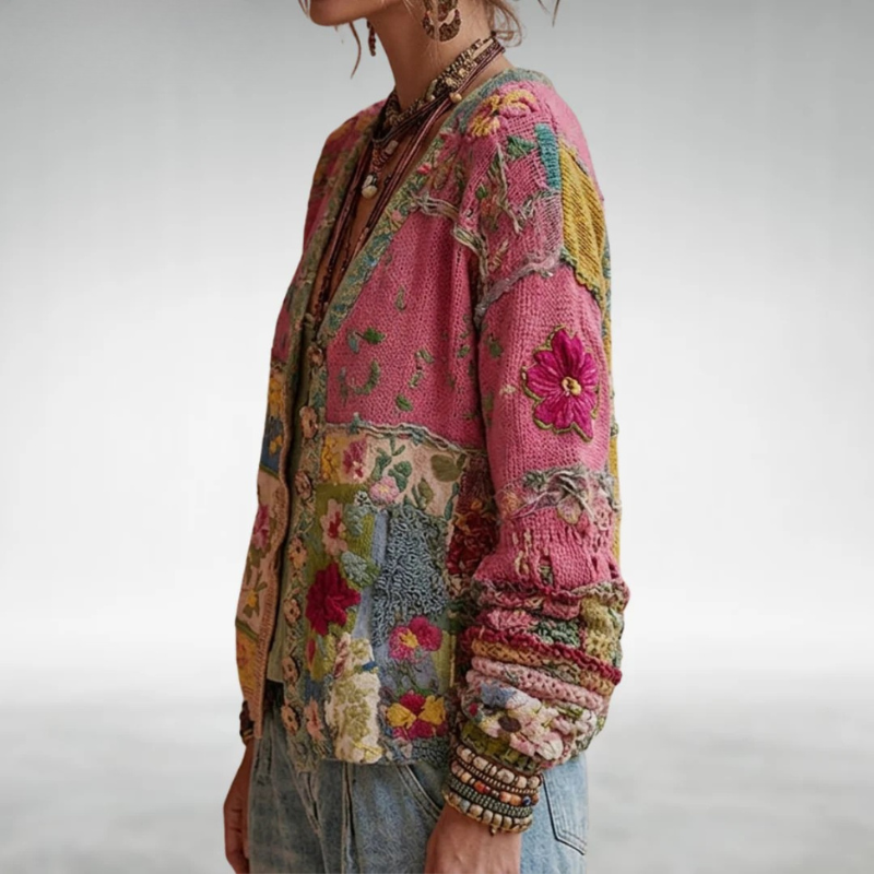 Ainsoria | Vintage Patchwork Knit Cardigan