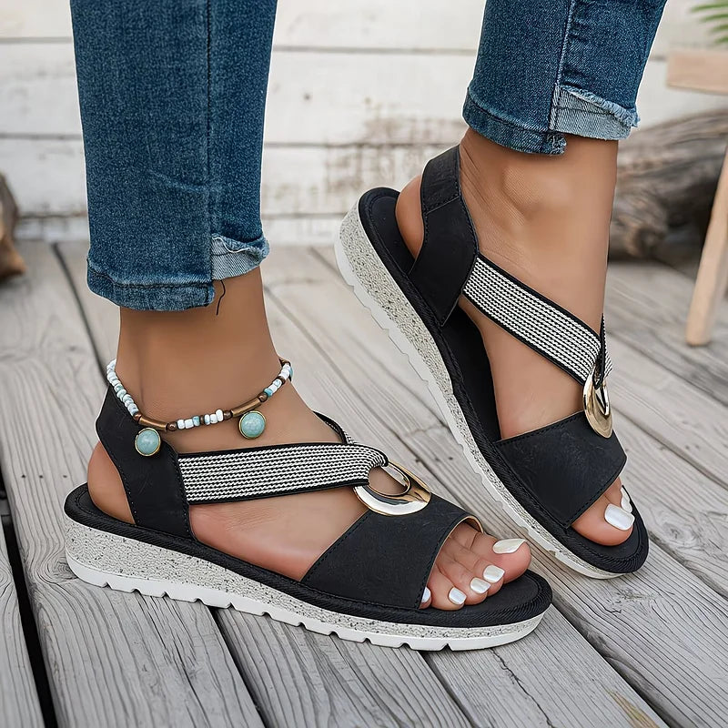 Azmira | Metallic Ring Strap Sandals