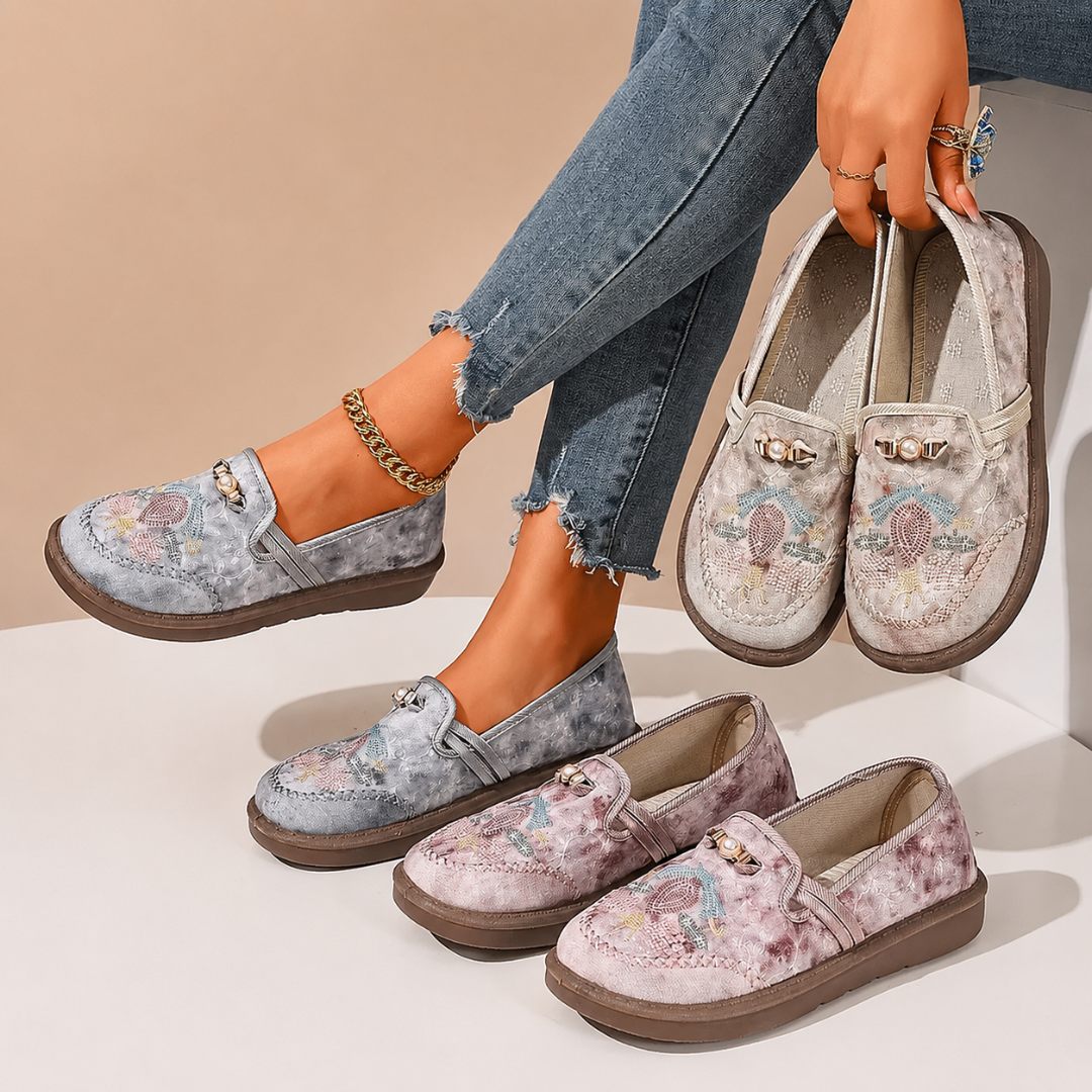 Nerissa | Embroidered Velvet Comfort Loafers