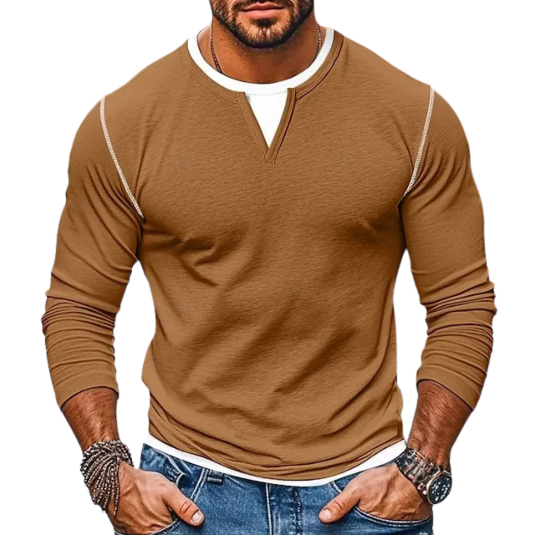 Aldric | Notch Neck Long Sleeve T Shirt