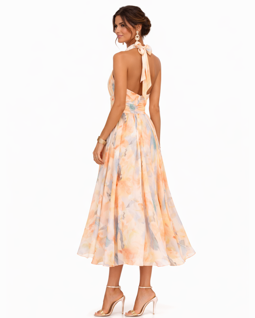 Elovienne | Pleated Neck Flowing Maxi Dress