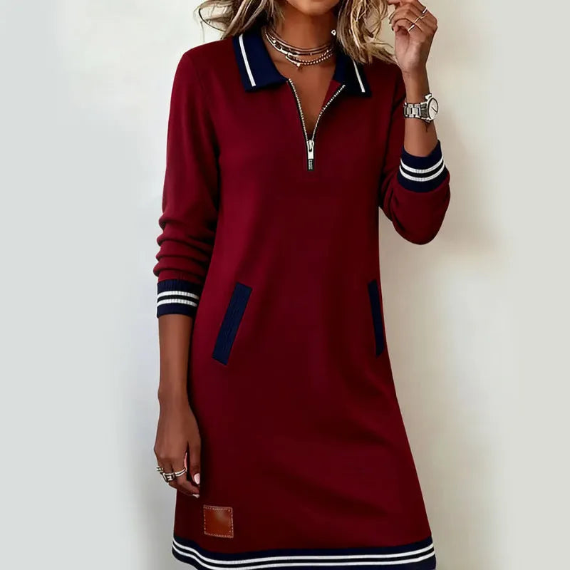 Yveline | Classic Quarter Zip Polo Dress
