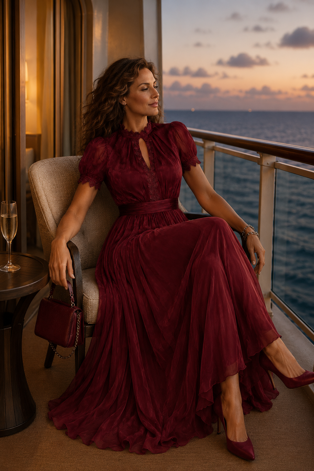 Evangeline | Gathered Waist Chiffon Maxi Dress