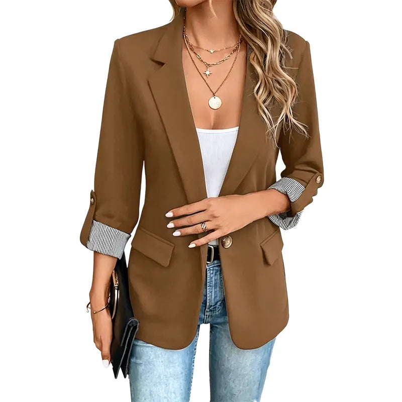 Kallista | Elegant Striped Cuff Blazer