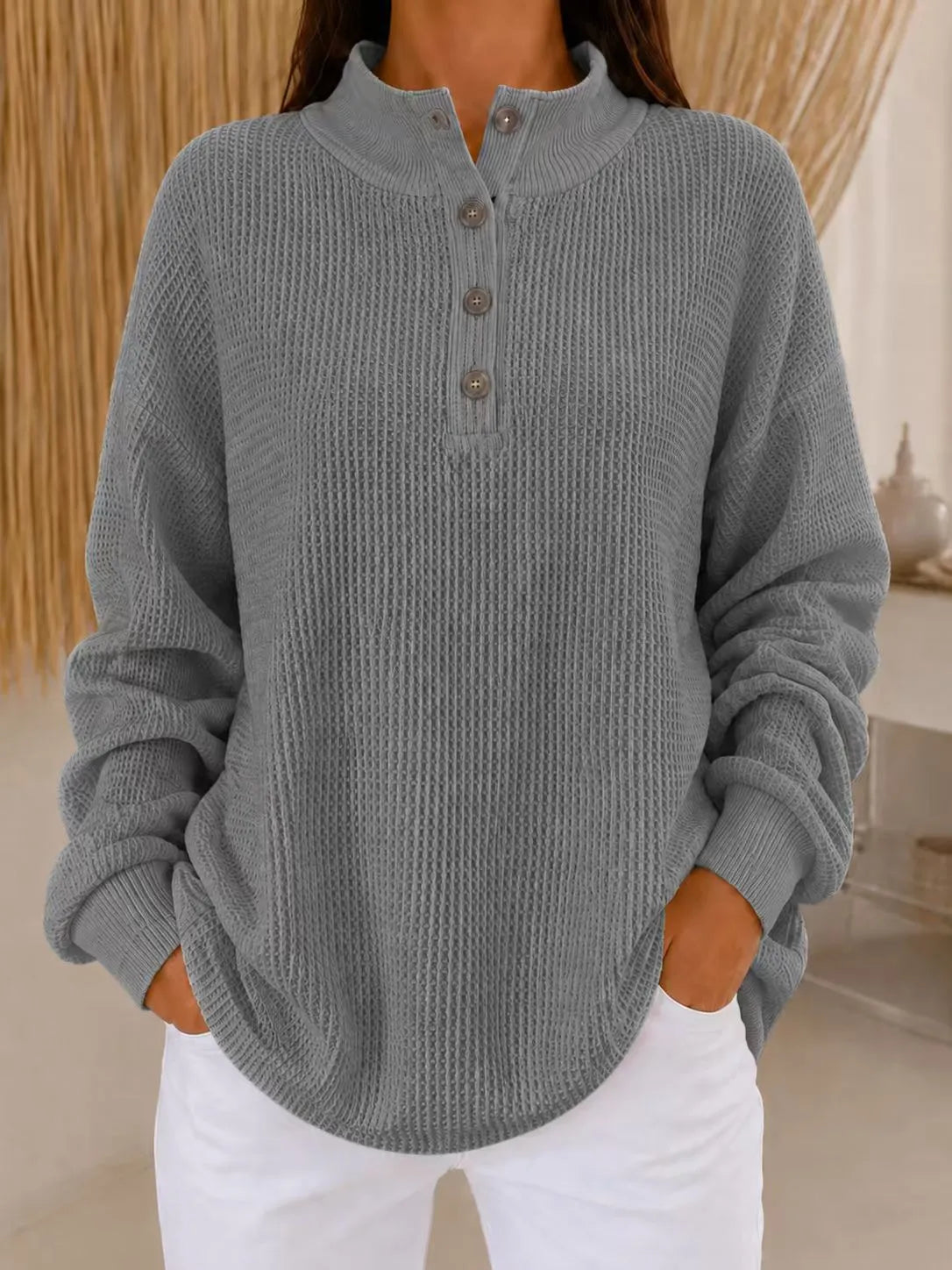 Nesta | Relaxed Mock Neck Knit Sweater
