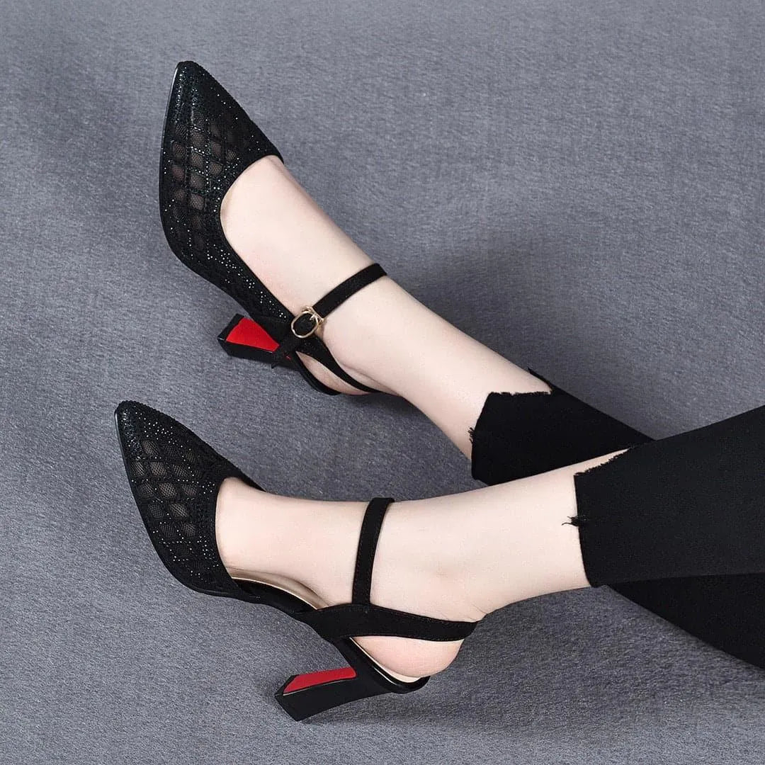 Bellisara | Elegant Buckled Mesh Pumps
