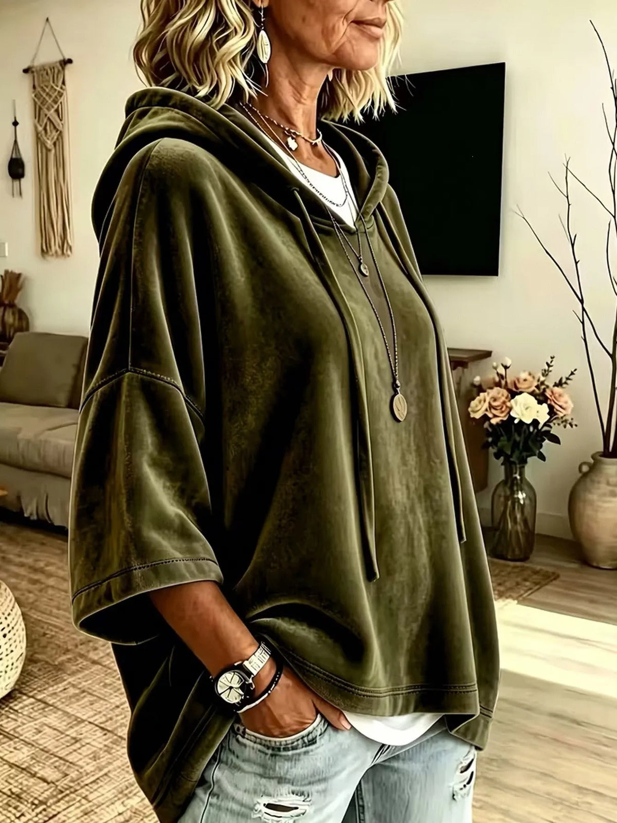 Halynne | Relaxed Velvet Knit Hoodie
