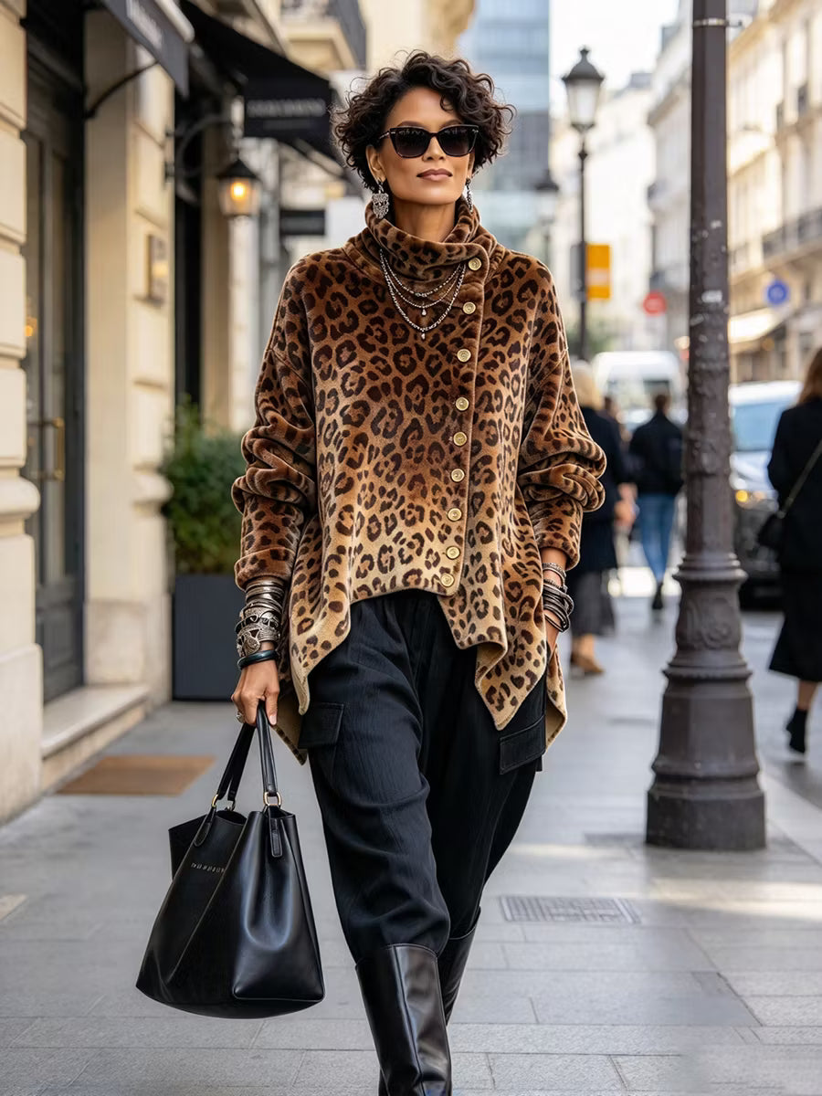 Sancia | High Neck Leopard Print Sweater
