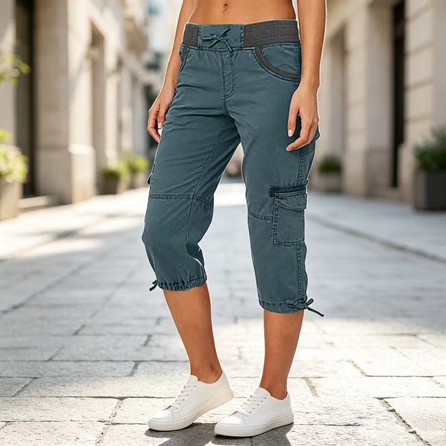 Calindra | Drawstring Utility Capri Pants