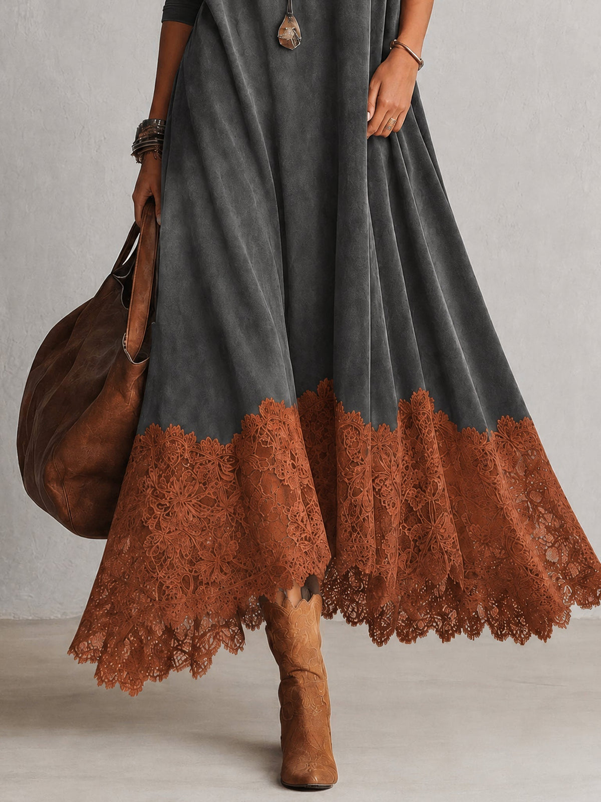 Marietta | Relaxed Turtleneck Lace Maxi Dress
