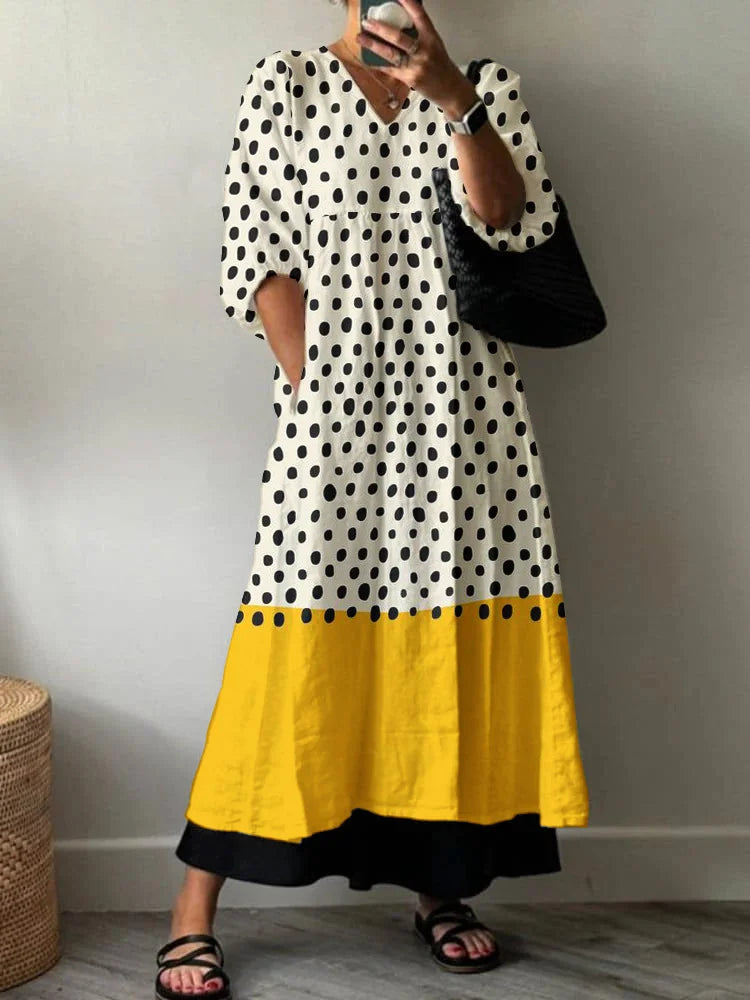 Calixia | Vintage Motif Flowing Maxi Dress