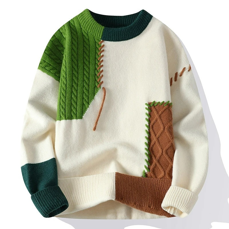 Tavero | Patchwork Cable Knit Sweater