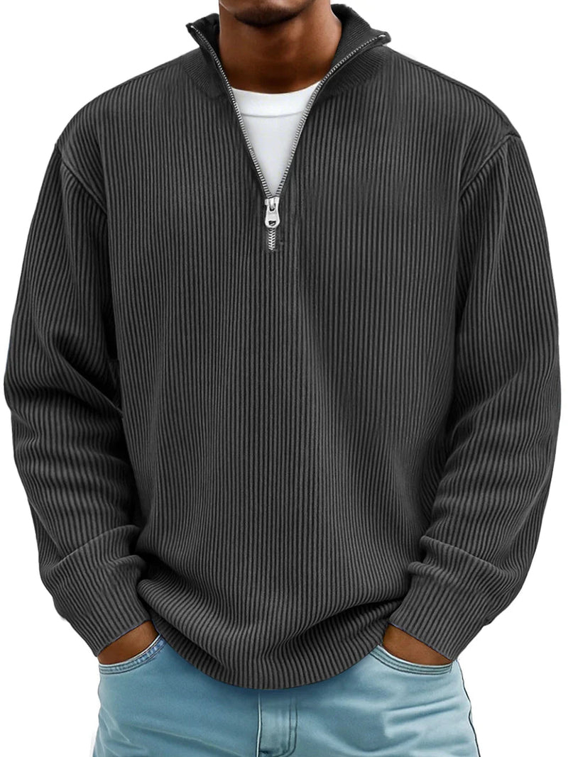 Fenmore | Soft Ribbed Zip Neck Sweater