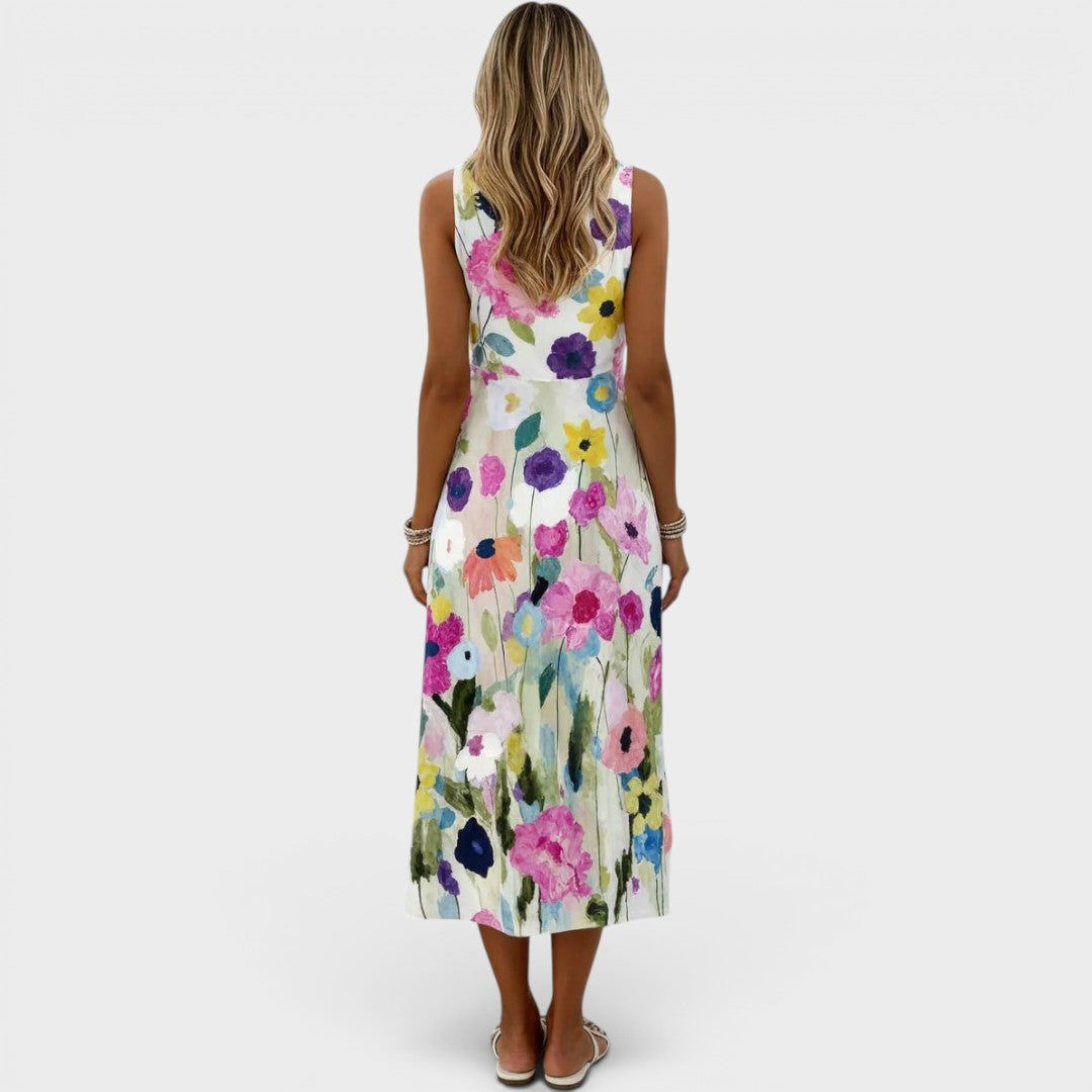 Mirellia | Sleeveless Floral Midi Dress