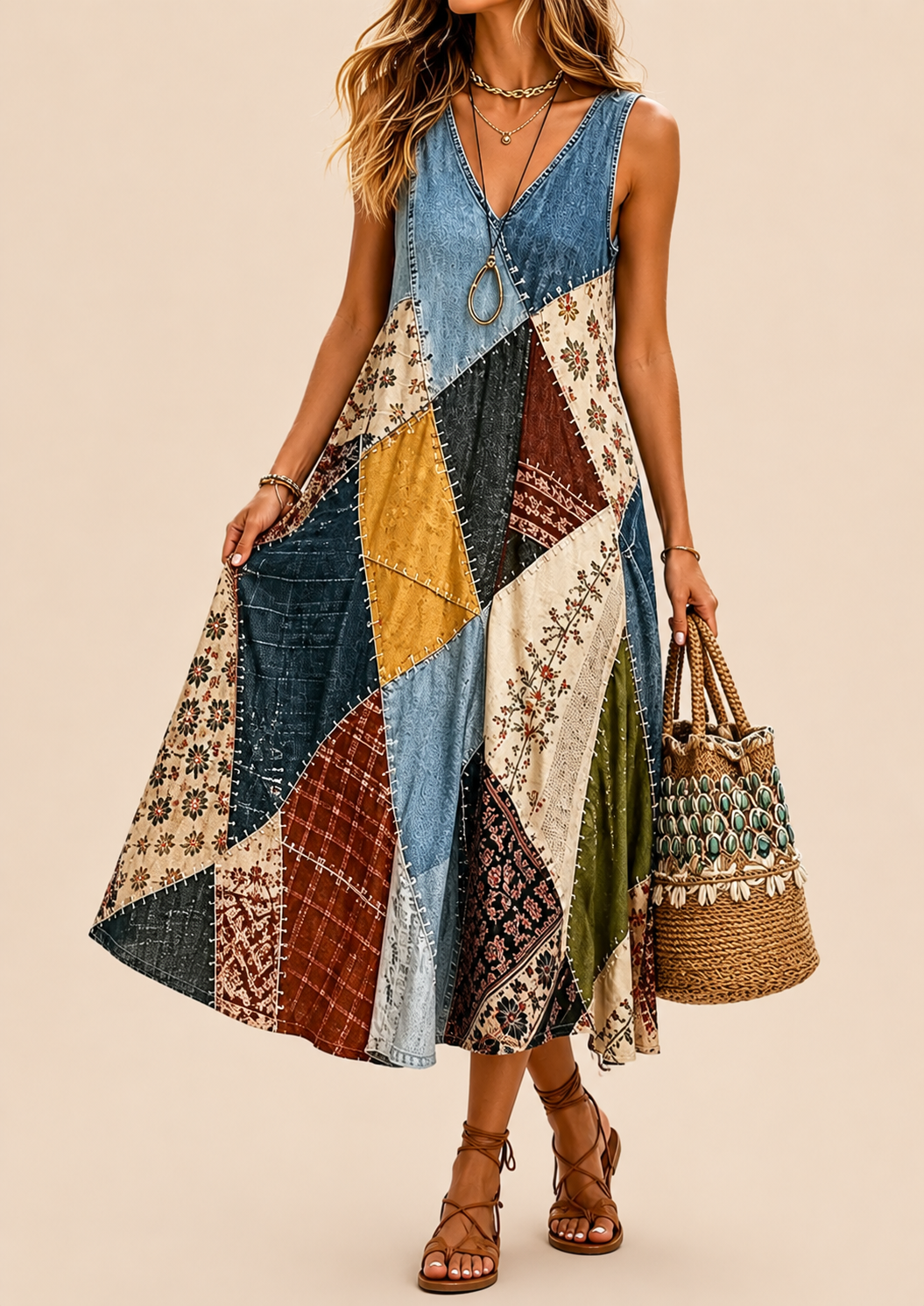 Coraline | Artisan Print Sleeveless Dress