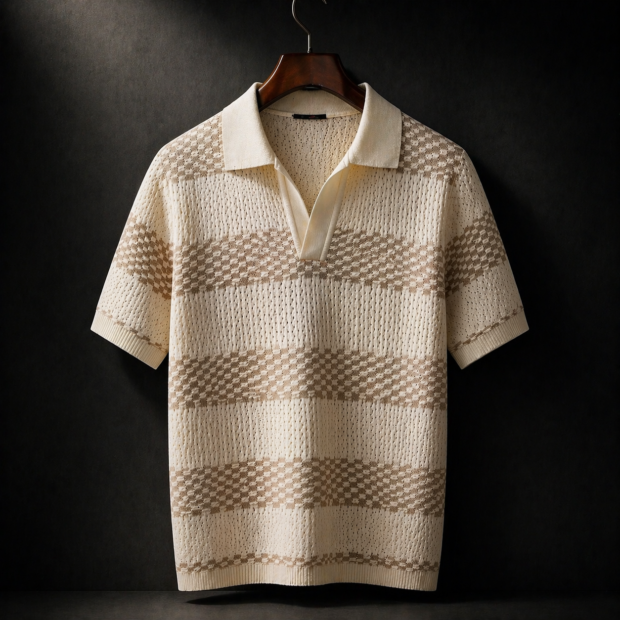 Alden | Textured Stripe Knit Polo Shirt