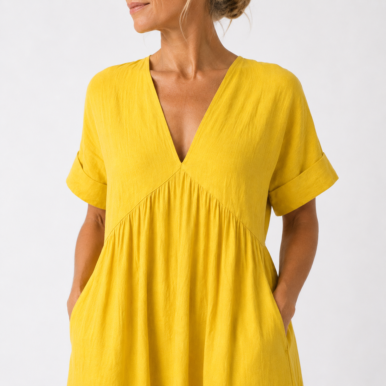 Elspira | Pleated V Neck Maxi Dress