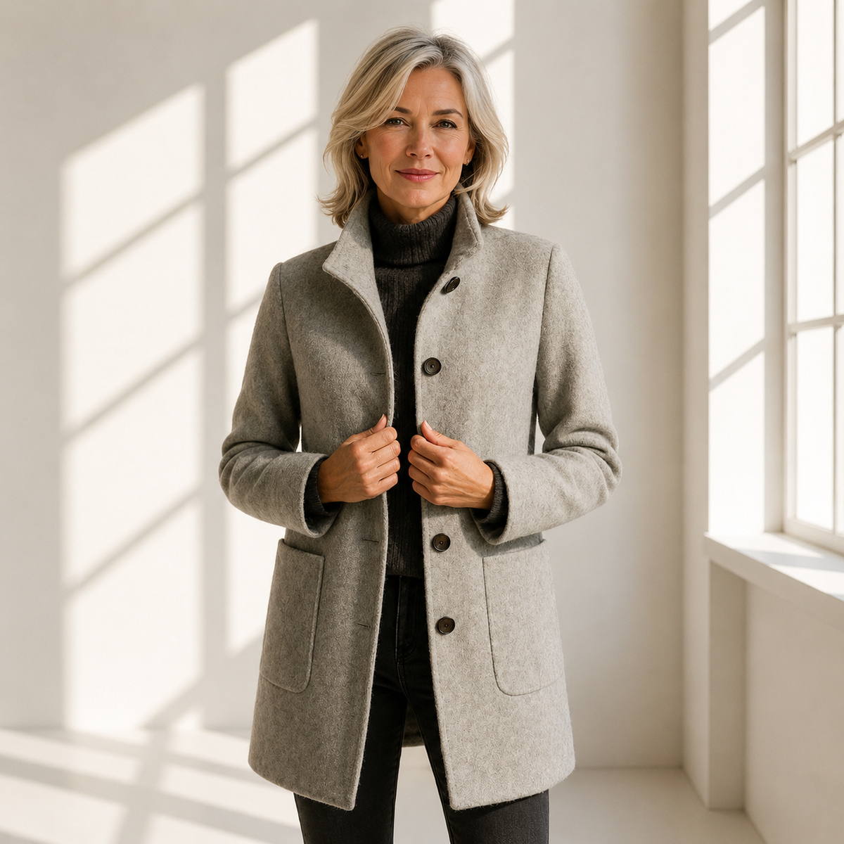 Tovella | Classic Stand Collar Wool Coat