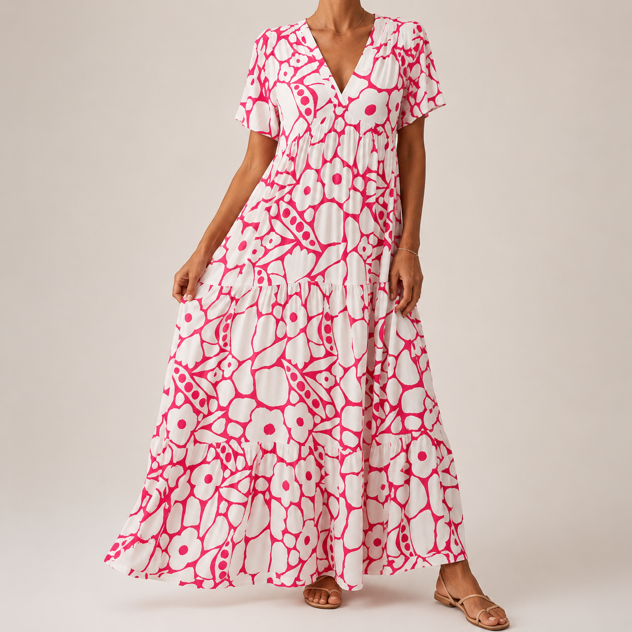 Briena | Floral Pattern Tiered Maxi Dress