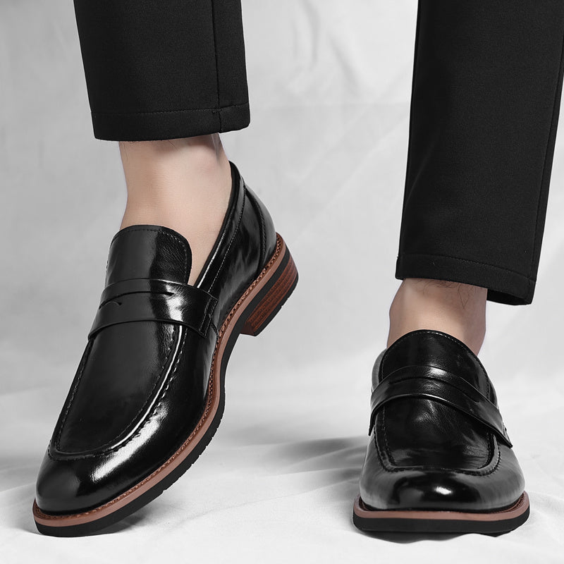 Merric | Polished Leather Slip On Loafers