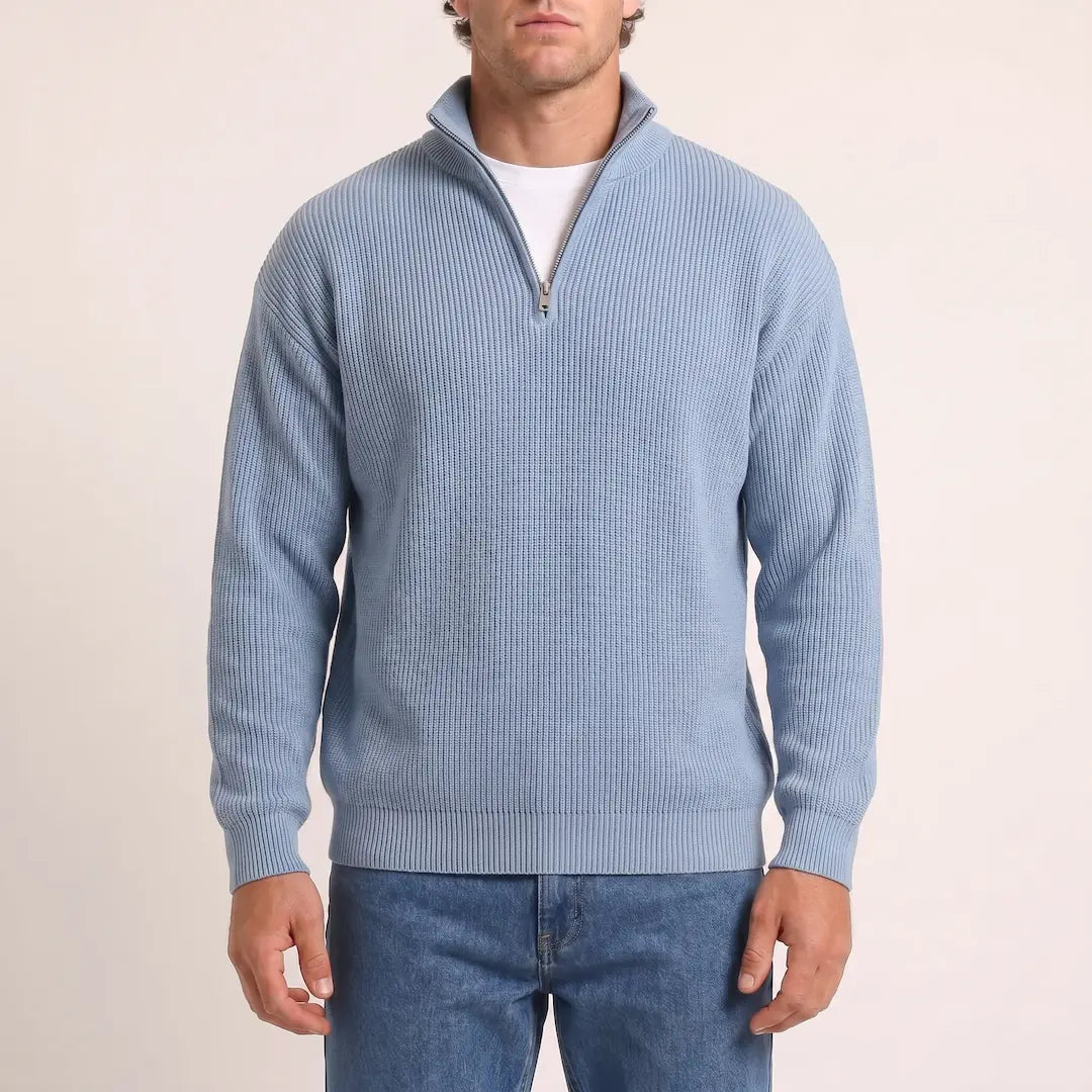 Rafferty | Ribbed Quarter Zip Knit Sweater