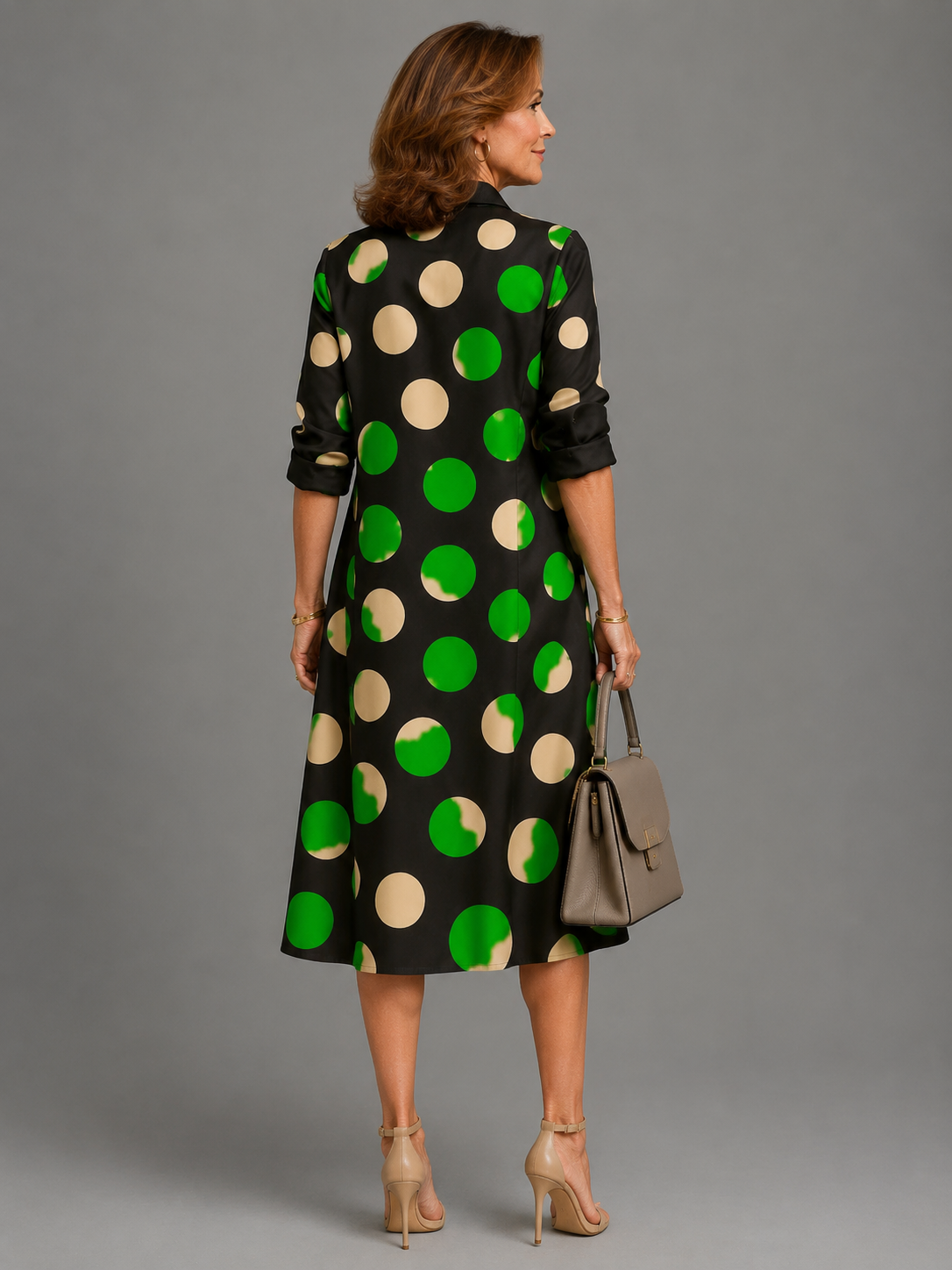 Zeloria | Flattering Polka Dot Midi Dress