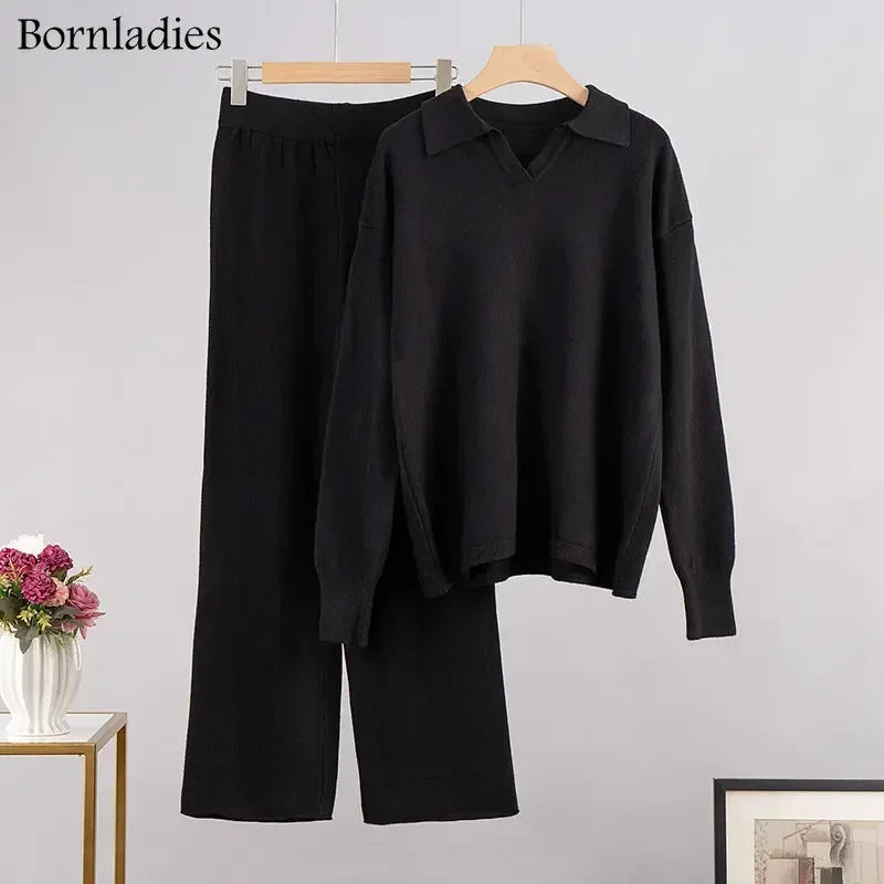 Alessina | Relaxed Collared Knit Two Piece Set