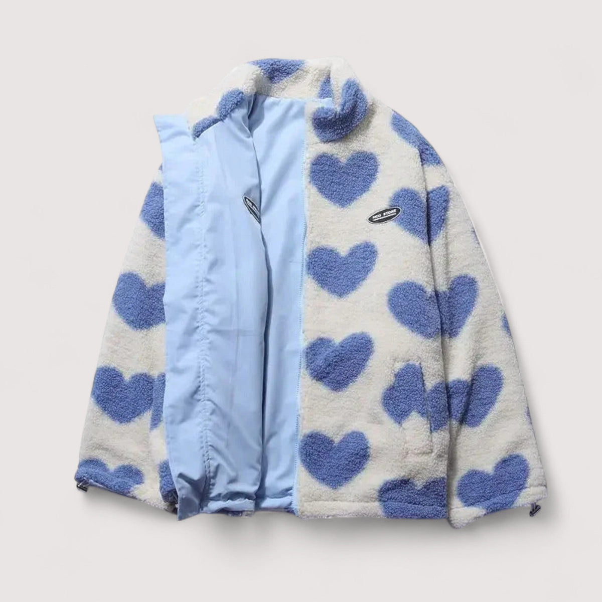 Maebry | Cozy Heart Print Fleece Jacket