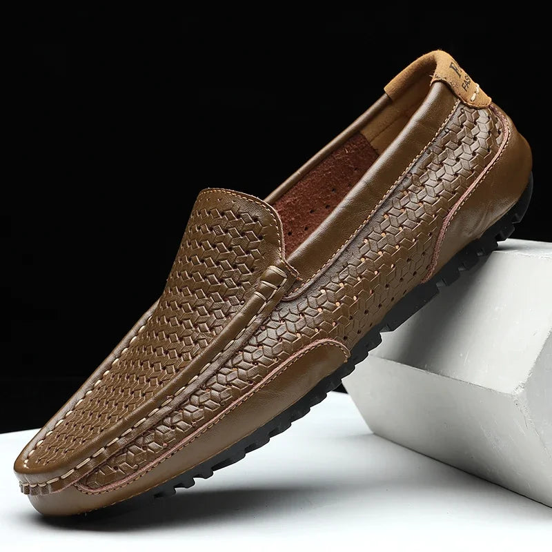 Garrick | Perforated Leather Slip On Loafers