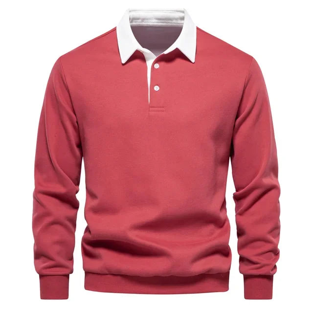 Landon | Contrast Collar Long Sleeve Polo