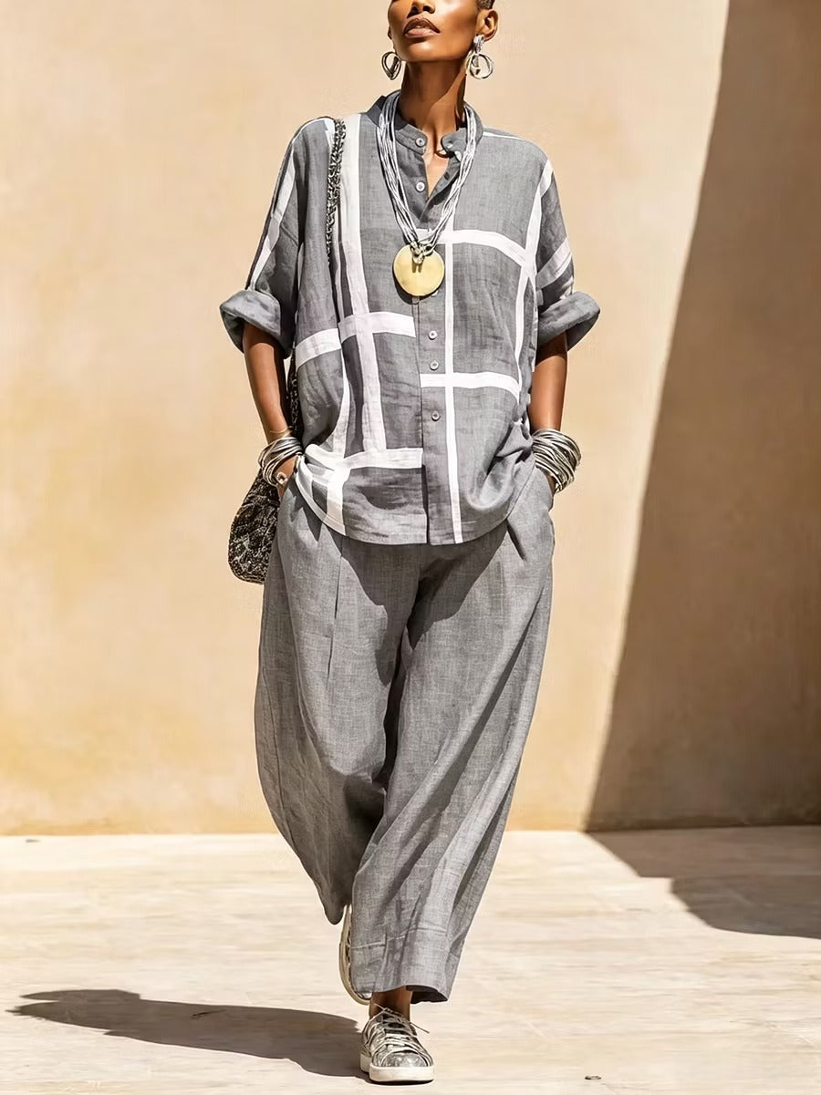 Eulalia | Relaxed Check Print Two Piece Set