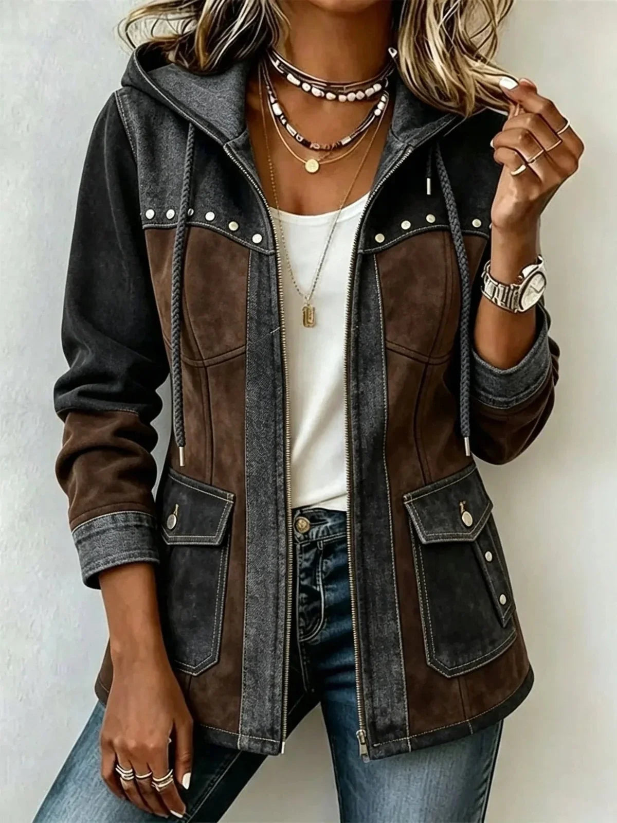 Keturah | Casual Two Tone Hooded Jacket