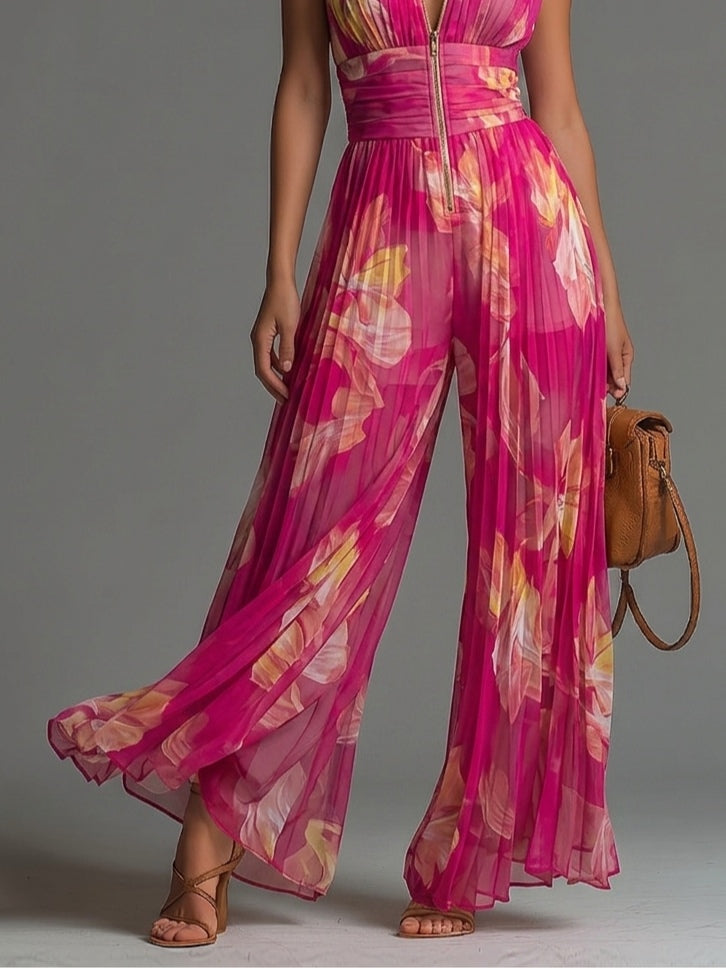 Sorrelia | Floral Chiffon Overlay Jumpsuit