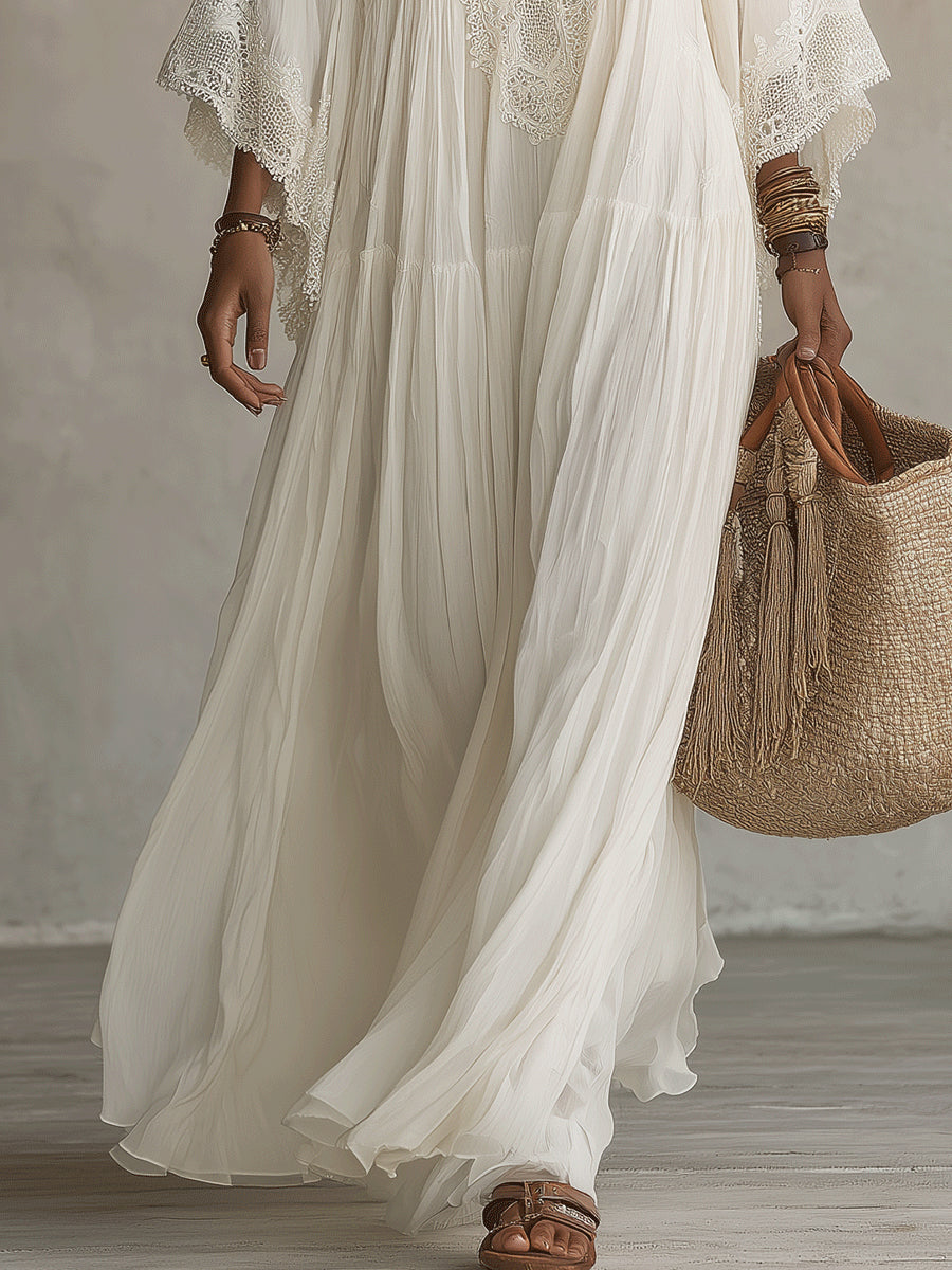 Orlienne | Graceful Lace Sleeve Maxi Dress