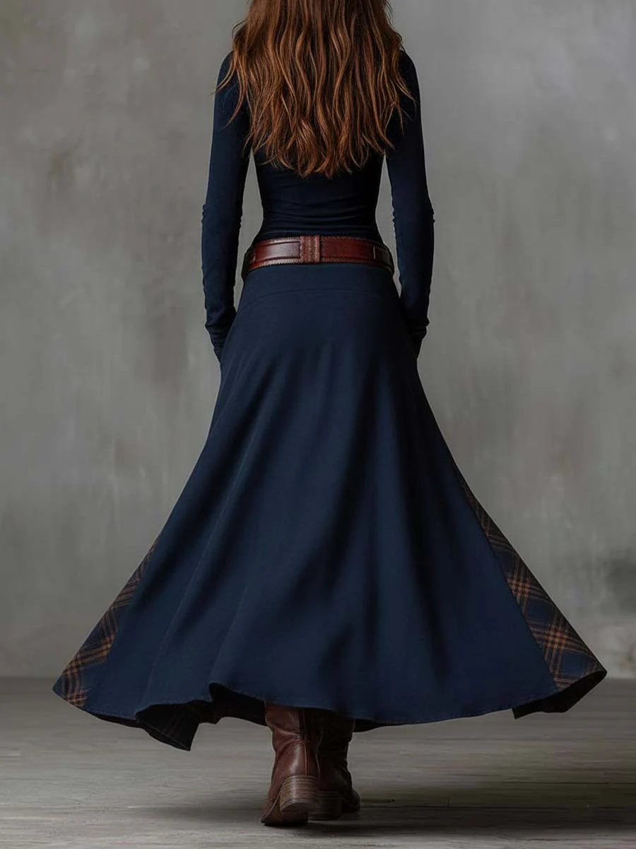 Koralie | Plaid Panel Bohemian Maxi Dress