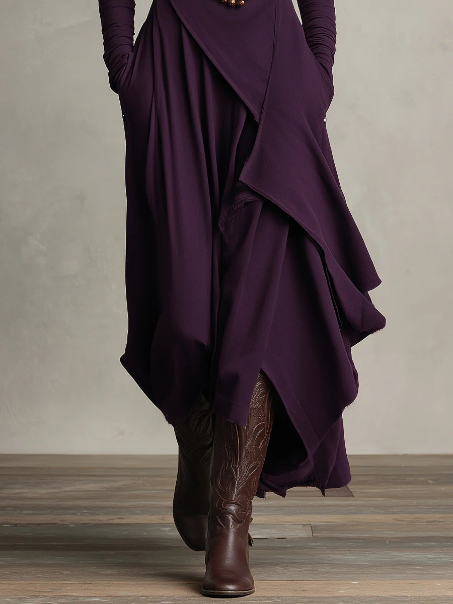 Xantippe | Asymmetric Turtleneck Maxi Dress