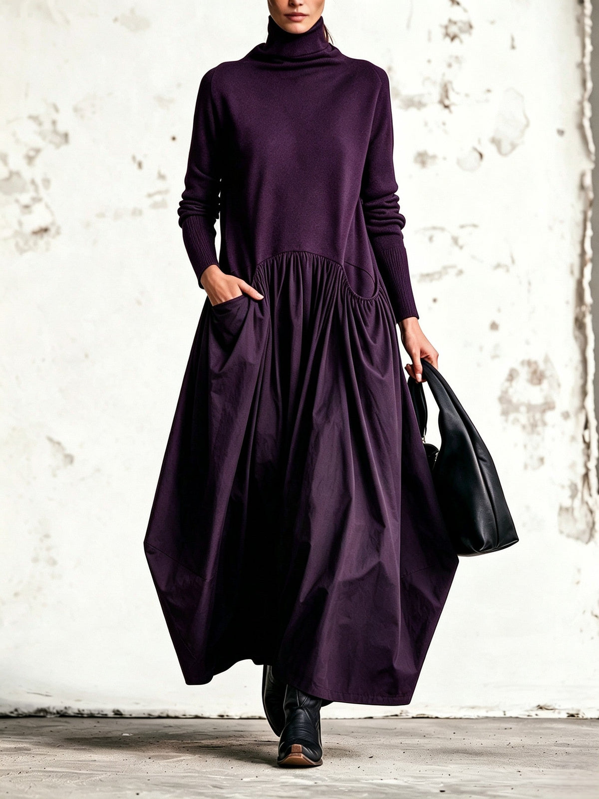 Ksenia | Turtleneck Drop Waist Maxi Dress