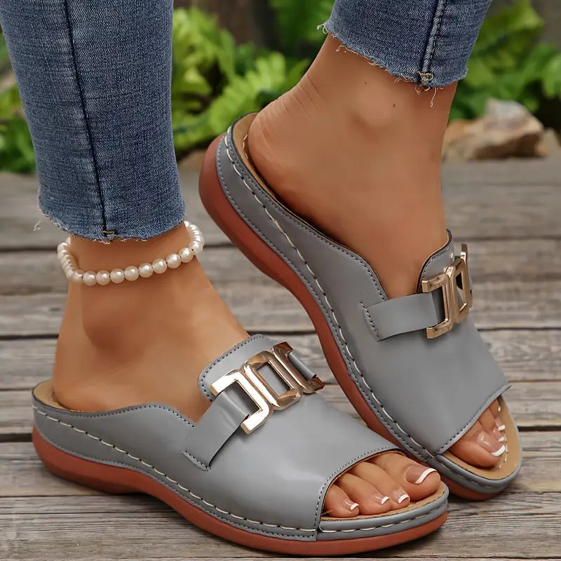 Quinlisse | Buckle Strap Casual Slide Sandals