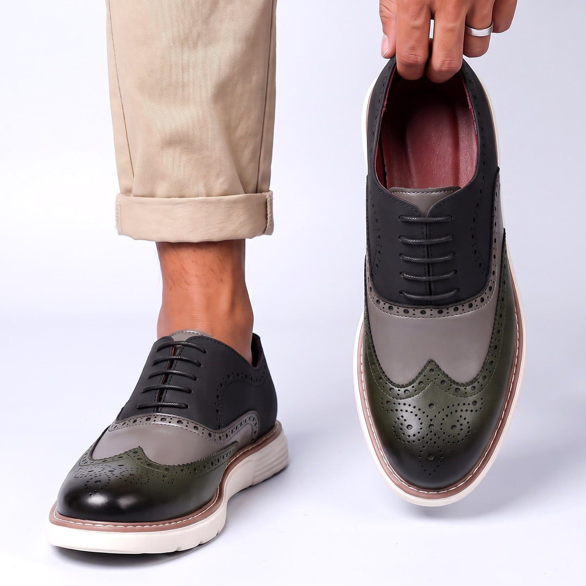 Norwin | Two Tone Brogue Lace Up Shoes