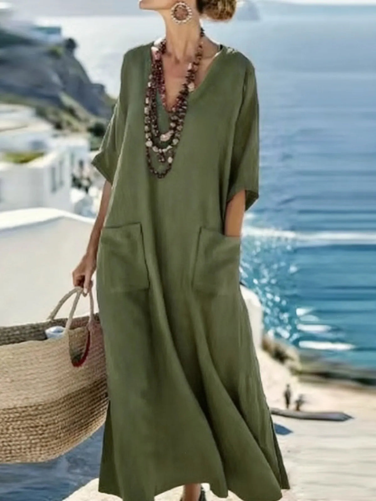 Yarelle | Flowy V Neck Maxi Dress